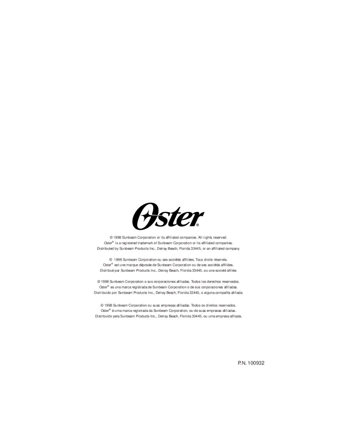 Oster 2604 instruction manual 