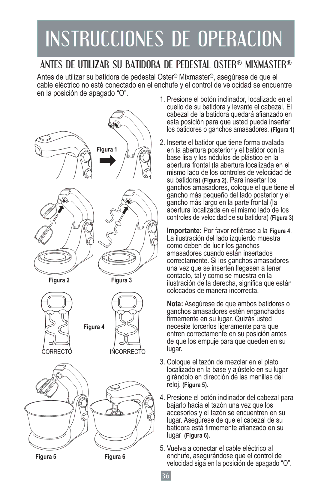 Oster 2700 instruction manual Instrucciones DE Operacion 