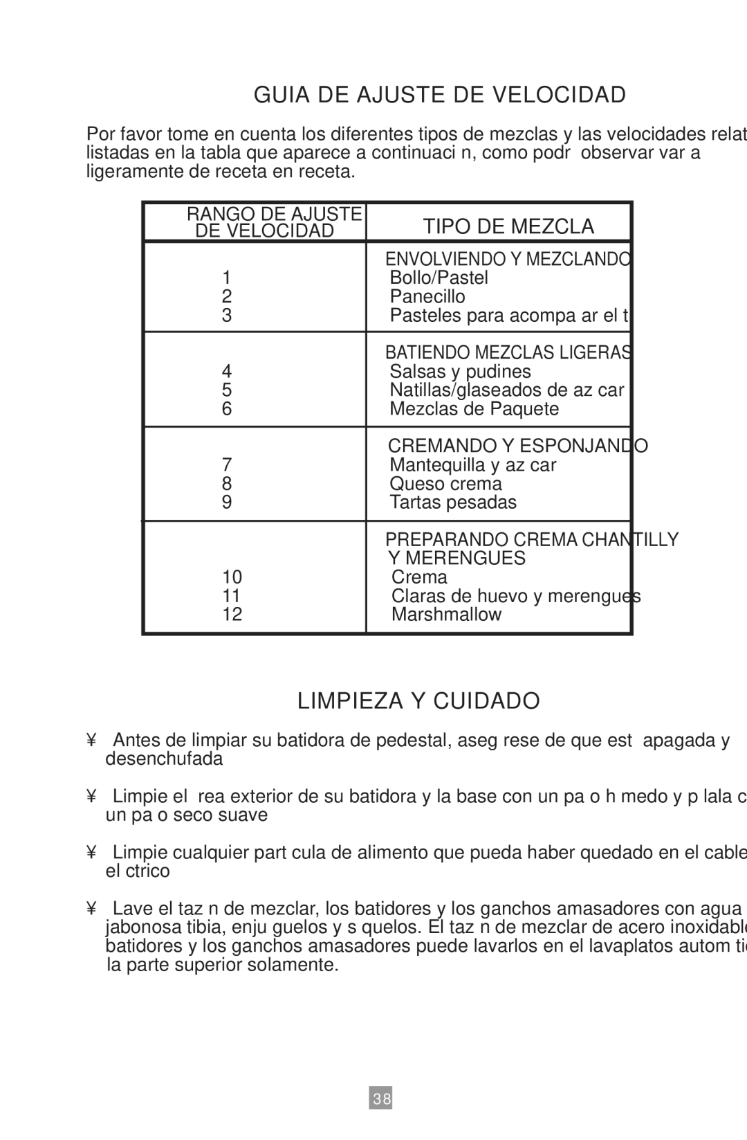 Oster 2700 instruction manual Guia DE Ajuste DE Velocidad 