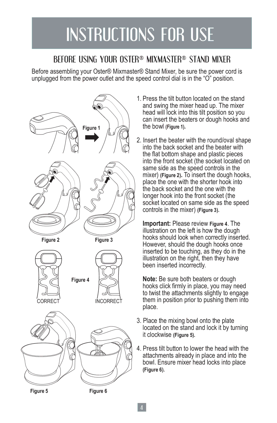 Oster 2700 instruction manual Instructions for USE, Before Using Your Oster Mixmaster Stand Mixer 