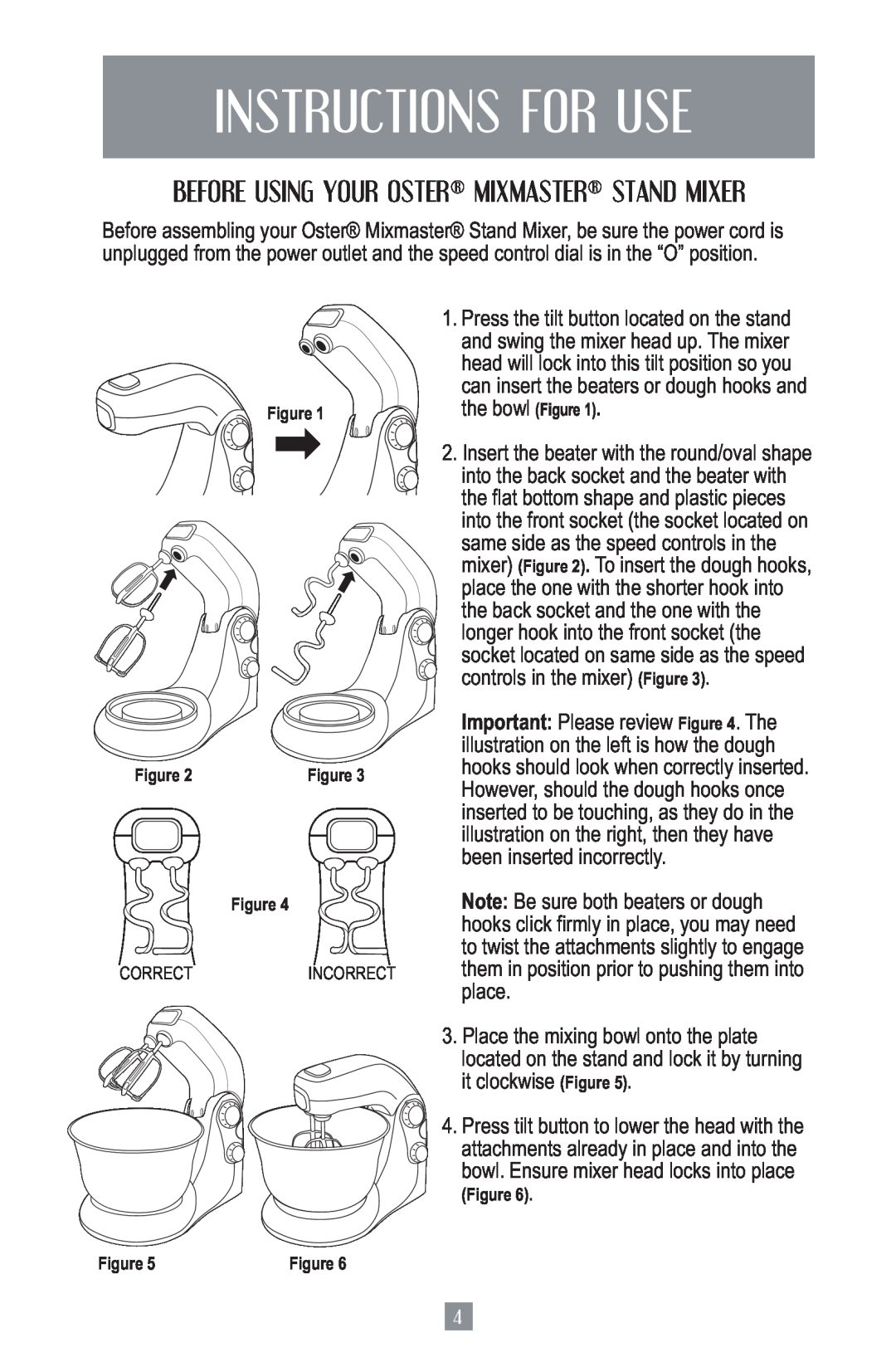 Oster 2700 instruction manual Instructions For Use, Before Using Your Oster Mixmaster Stand Mixer 