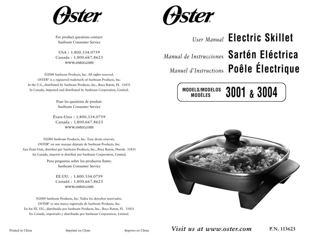 Oster 3001, 3004 user manual Modèles 