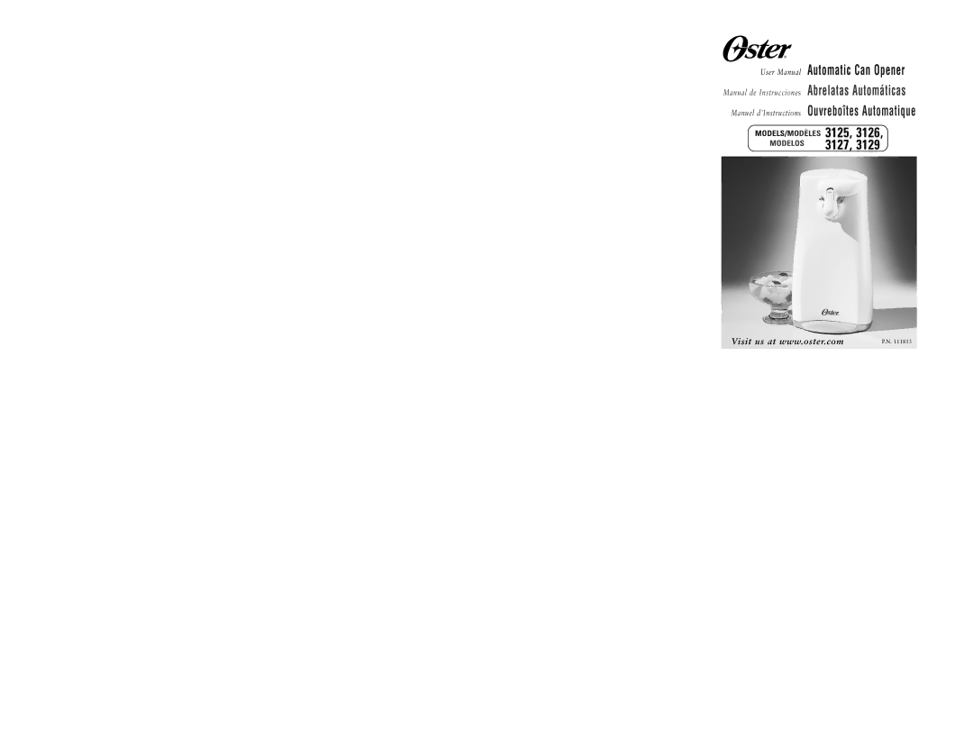 Oster 3129 user manual 3125, 3126, 3127 