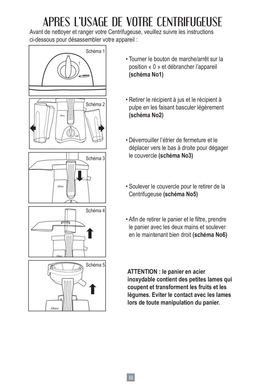 Oster 3157 instruction manual Schéma No1, Schéma No2 