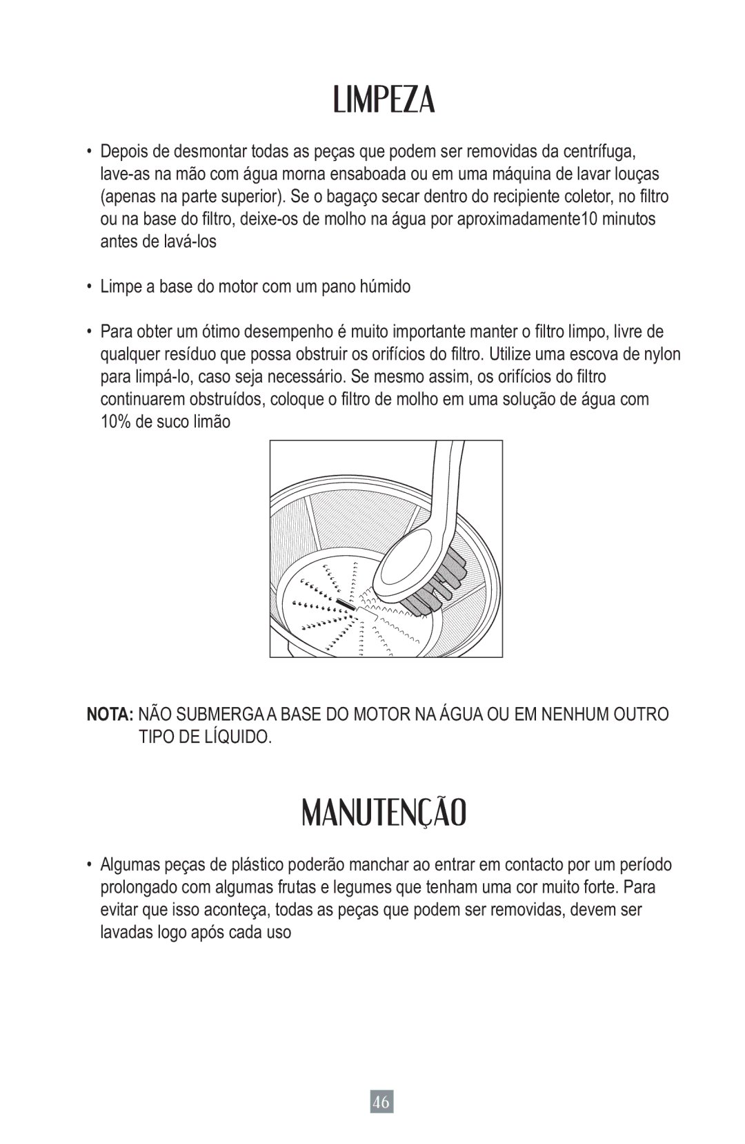 Oster 3157 instruction manual Limpeza, Manutenção 