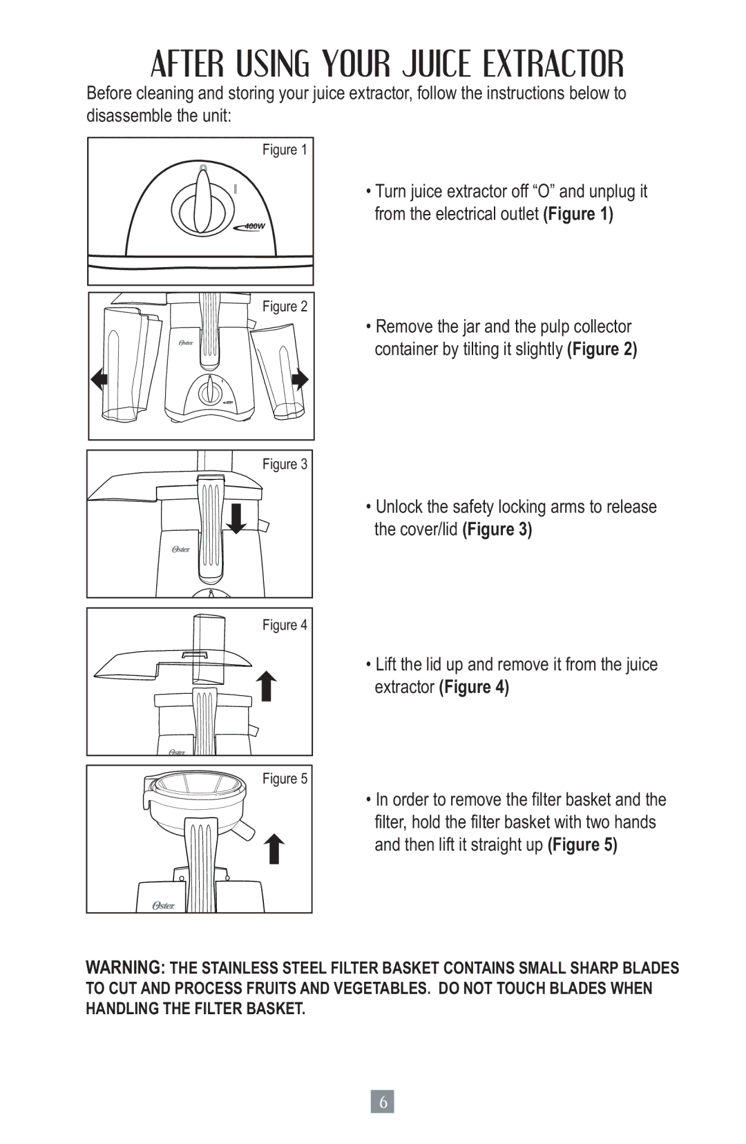 Oster 3157 instruction manual After Using Your Juice Extractor 