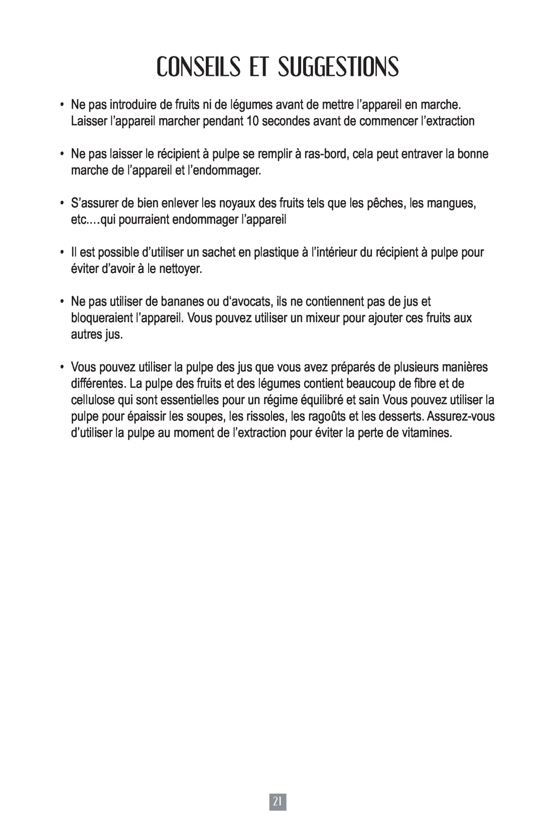 Oster 3157 instruction manual Conseils Et Suggestions 