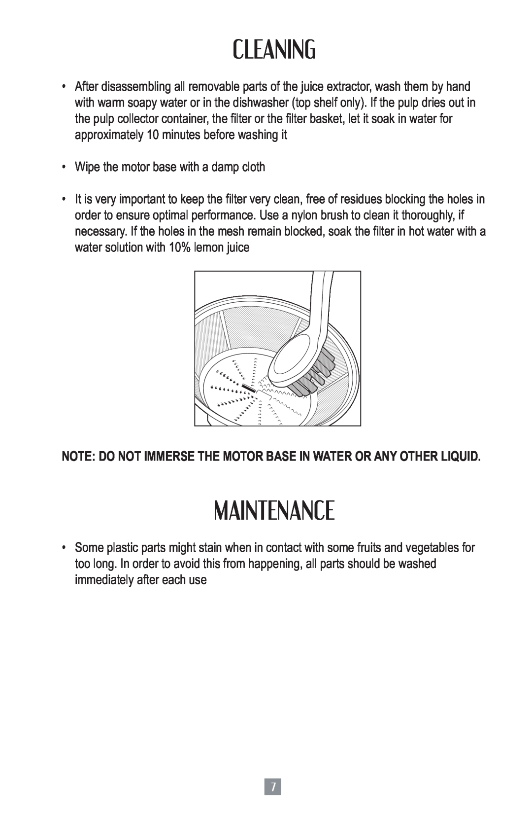 Oster 3157 instruction manual Cleaning, Maintenance, Wipe the motor base with a damp cloth 