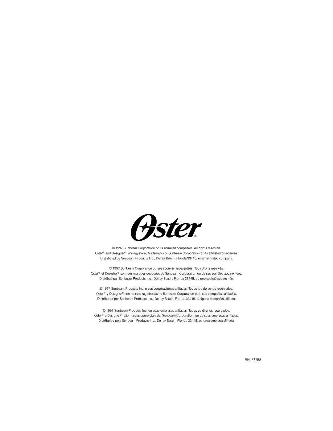 Oster 3165 instruction manual 