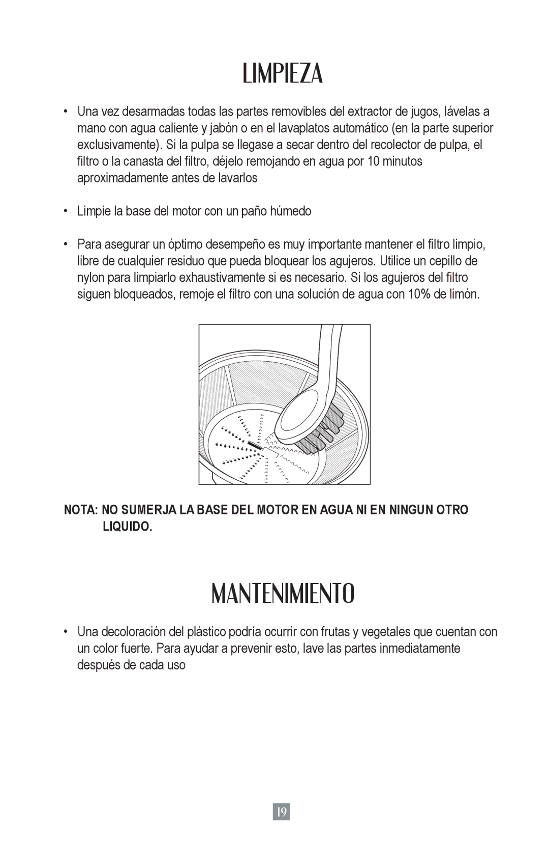 Oster 3168, 124828 user manual Limpieza, Mantenimiento 