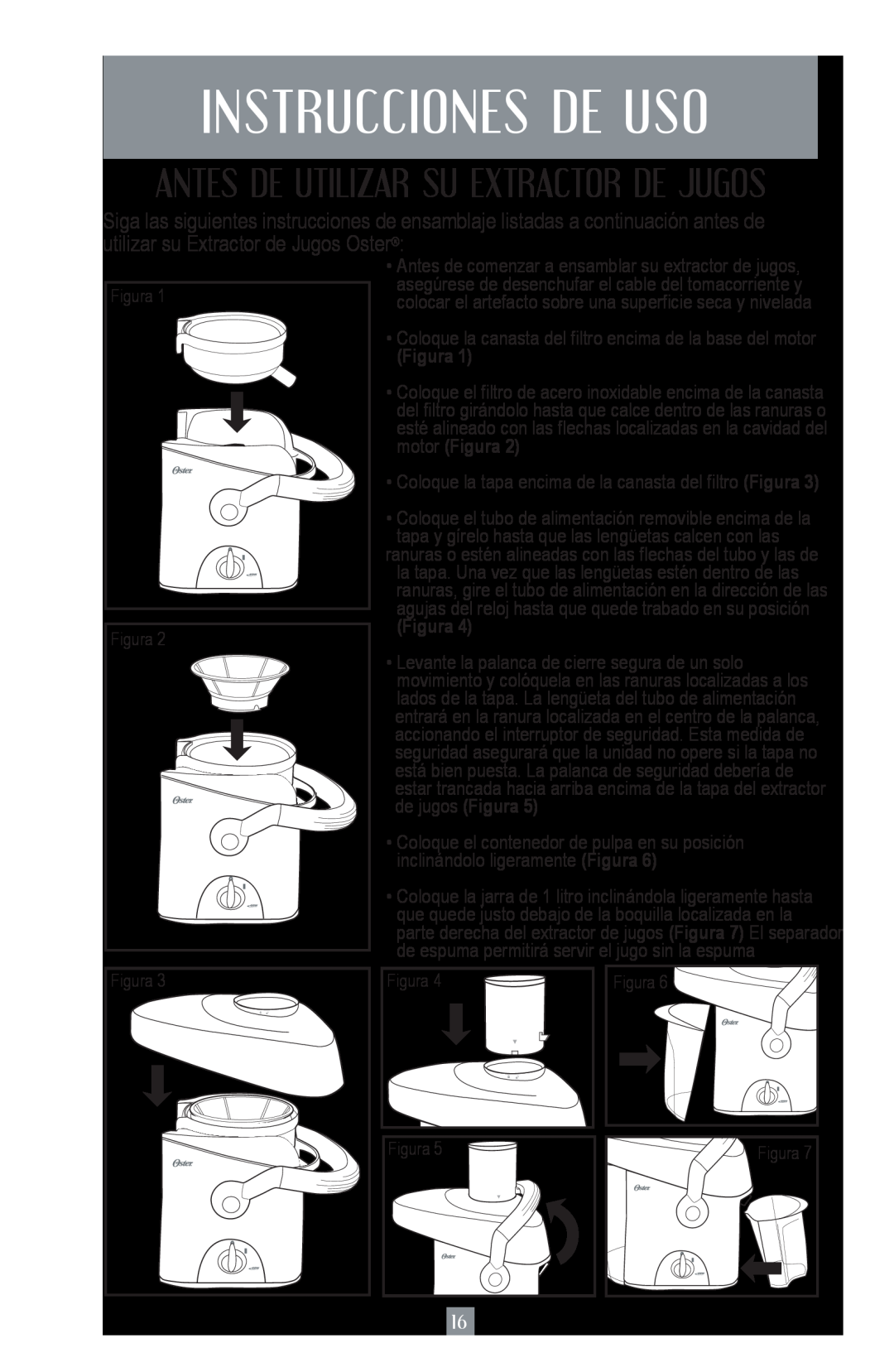 Oster 124828, 3168 user manual Instrucciones De Uso, Antes De Utilizar Su Extractor De Jugos, Figura 