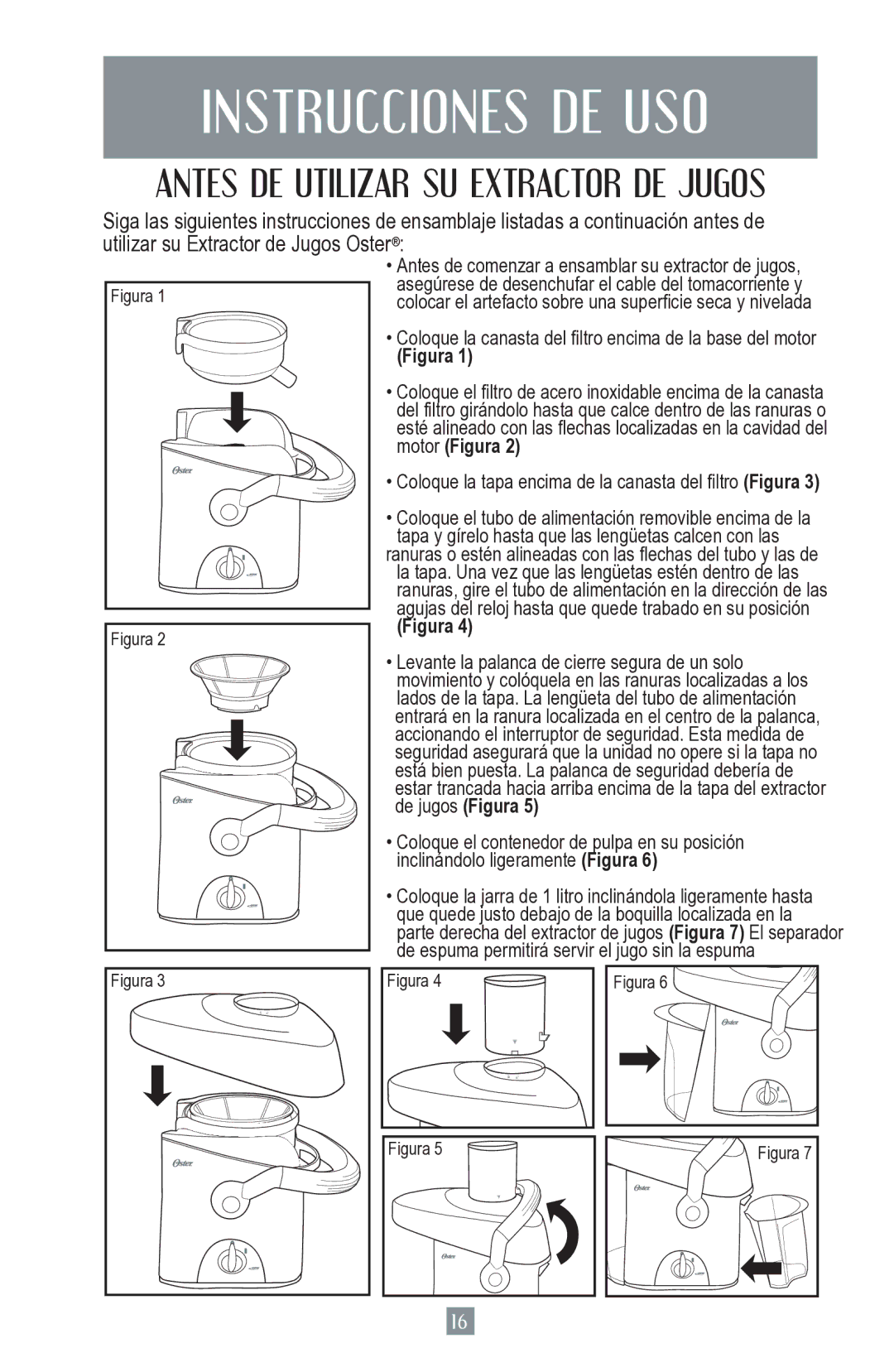 Oster 3167, 3168, JUICE EXTRACTOR user manual Instrucciones DE USO, Antes DE Utilizar SU Extractor DE Jugos 