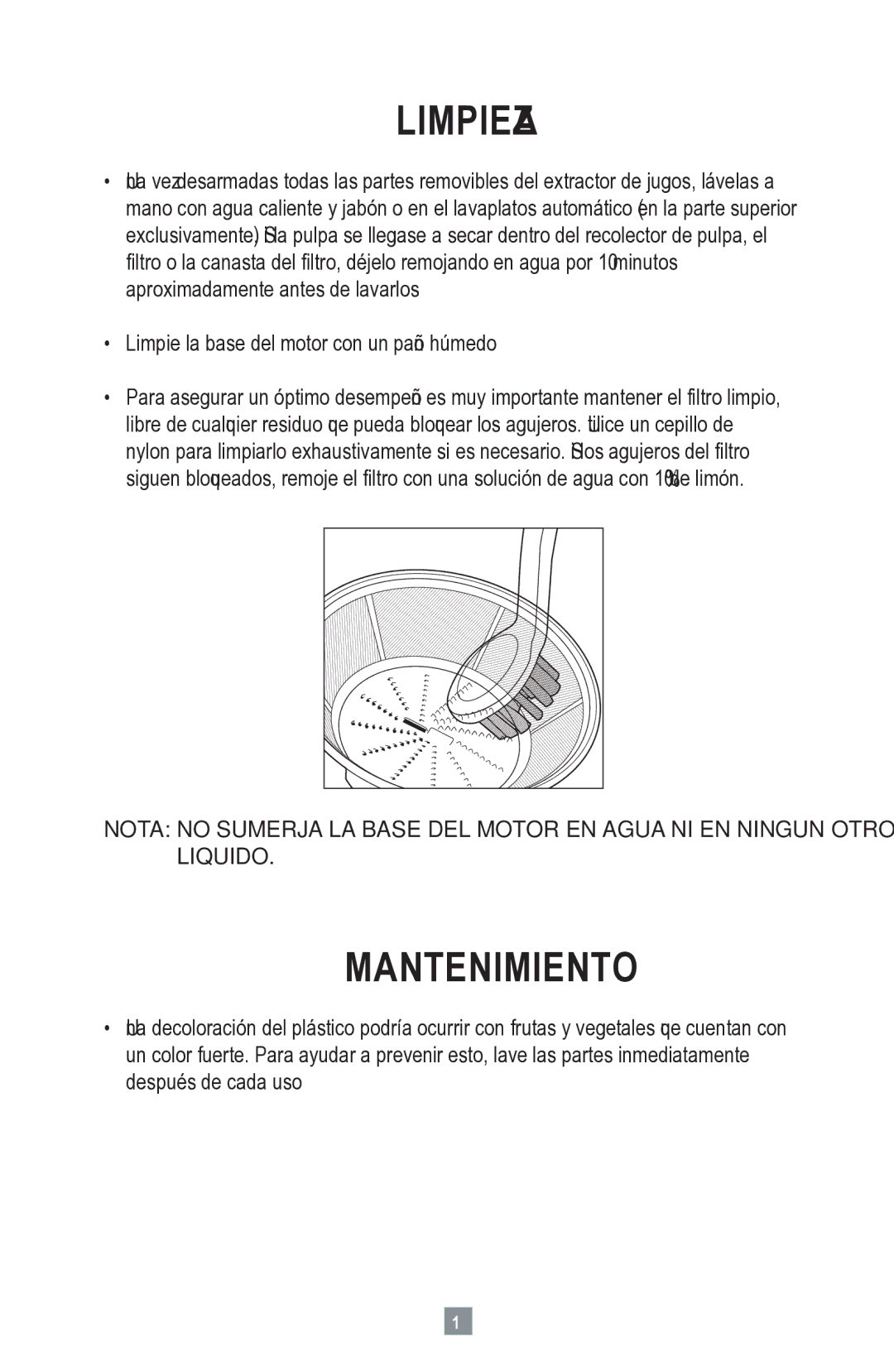 Oster 3167, 3168, JUICE EXTRACTOR user manual Limpieza, Mantenimiento 