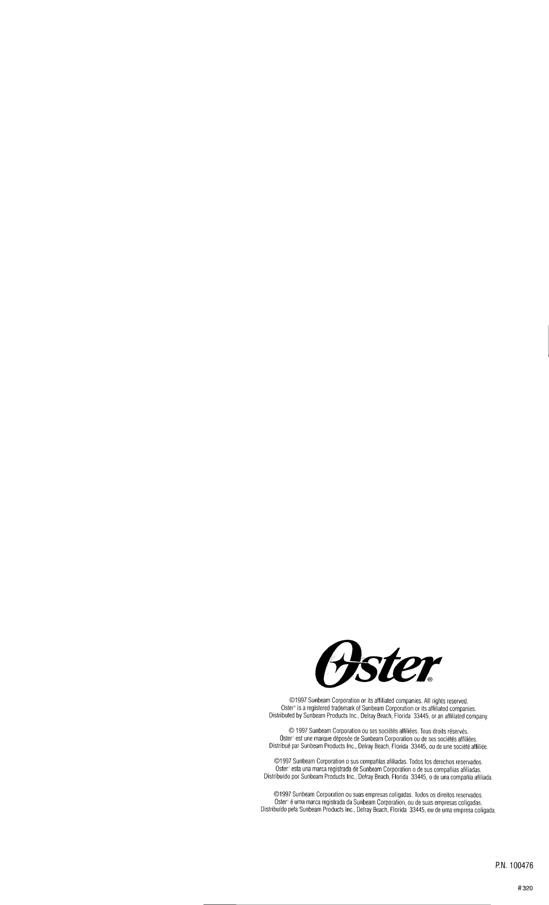 Oster 3181, 3183 instruction manual 