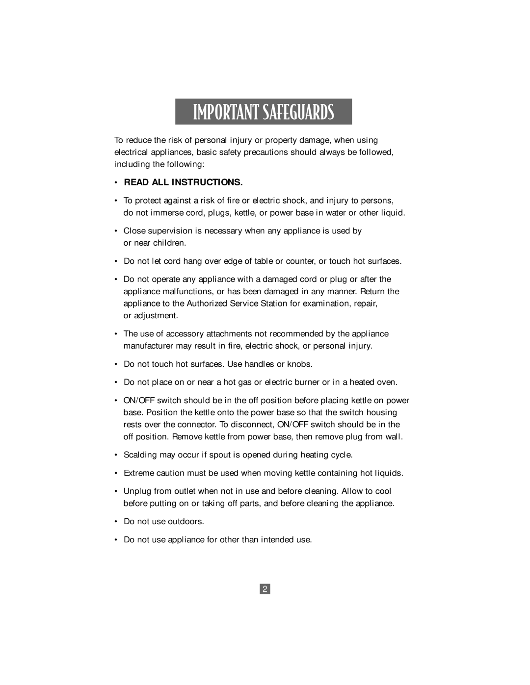 Oster 3207 instruction manual Important Safeguards, Read ALL Instructions 