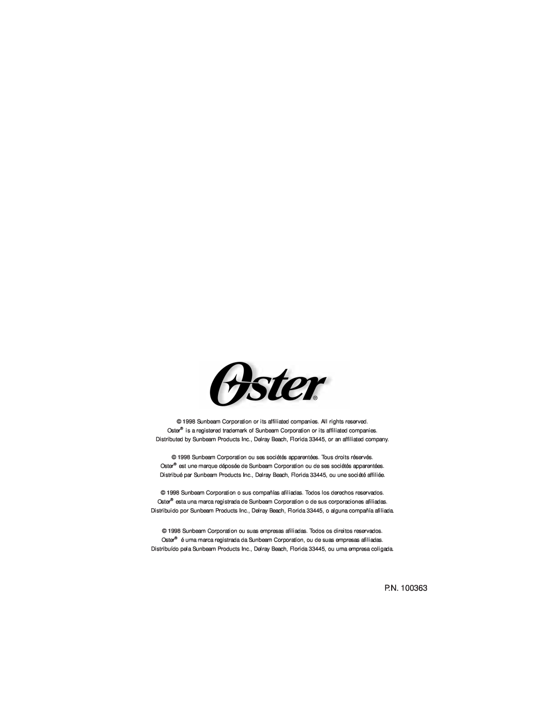 Oster 3207 instruction manual P.N 