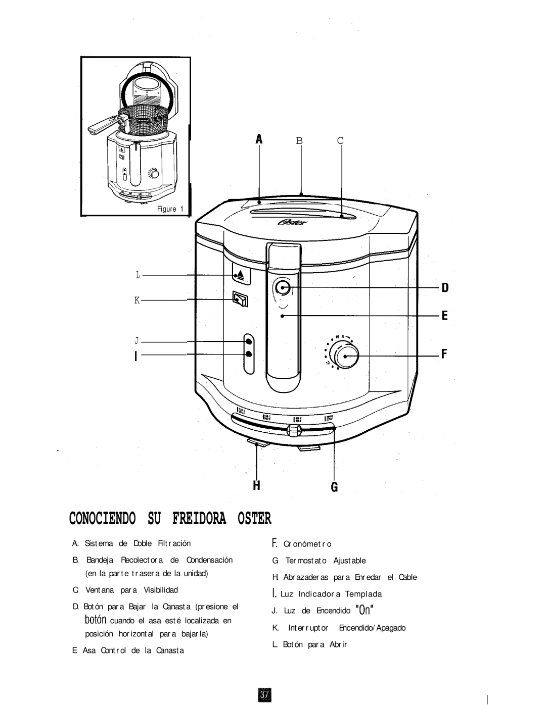 Oster 3246 manual Conociendo SU Freidora Oster 