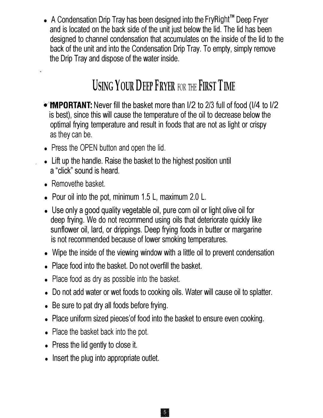 Oster 3246 manual Usingyourdeepfryer for the Firsttime 