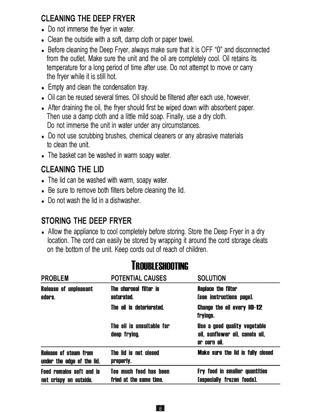 Oster 3246 manual Cleaning the Deep Fryer, Cleaning the LID, Storing the Deep Fryer 