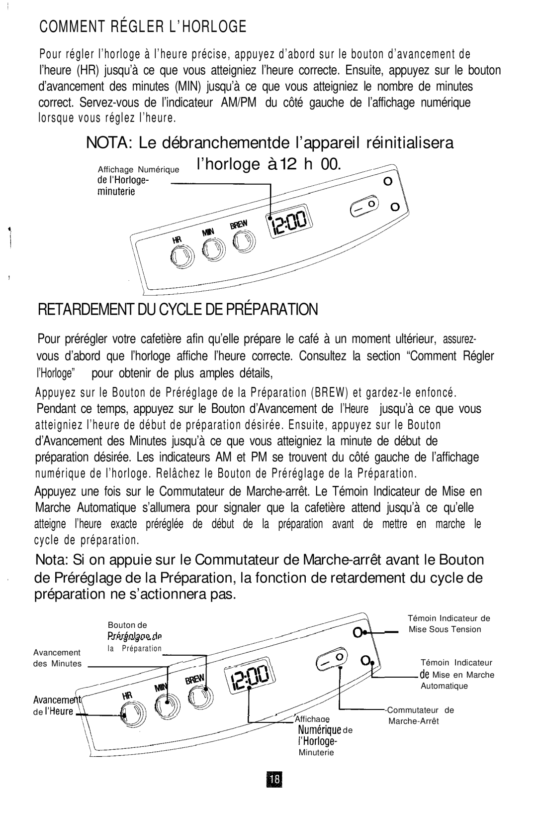 Oster 3264, 3262, 3265, 3263 manual Retardement DU Cycle DE Préparation 