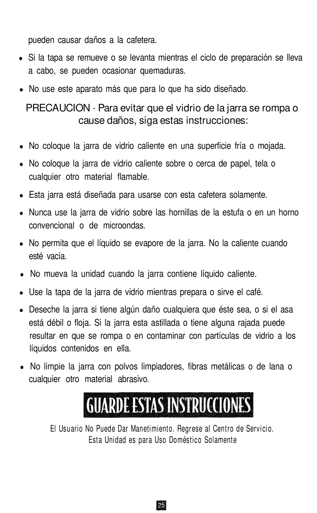 Oster 3263, 3262, 3265, 3264 manual Esta Unidad es para Uso Doméstico Solamente 