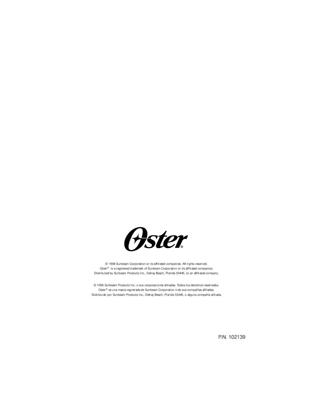 Oster 3876, 3877 instruction manual 