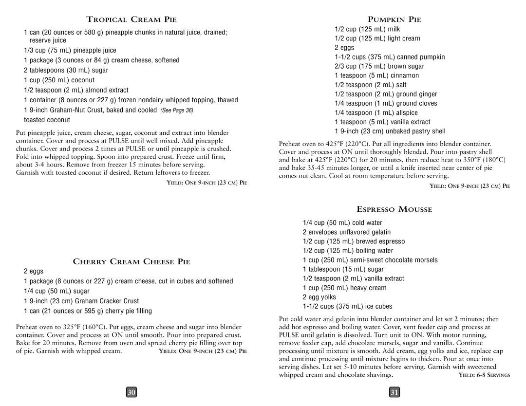 Oster 4096-009 Toasted coconut, Cup 125 mL milk Cup 125 mL light cream 2 eggs, Egg yolks 2 cups 375 mL ice cubes 