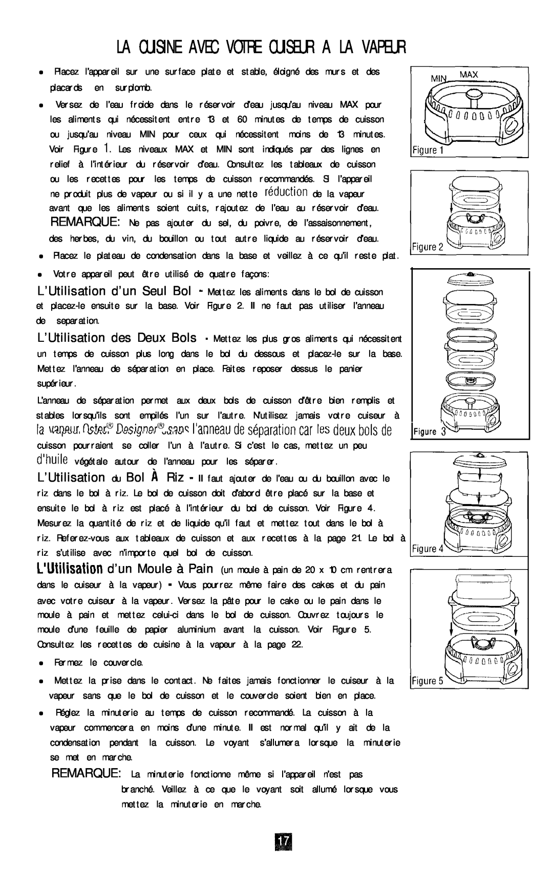 Oster 4711 manual La Cuisine Avec Votre Cuiseur A La Vapeur, Consultez les recettes de cuisine à la vapeur à la page, w 