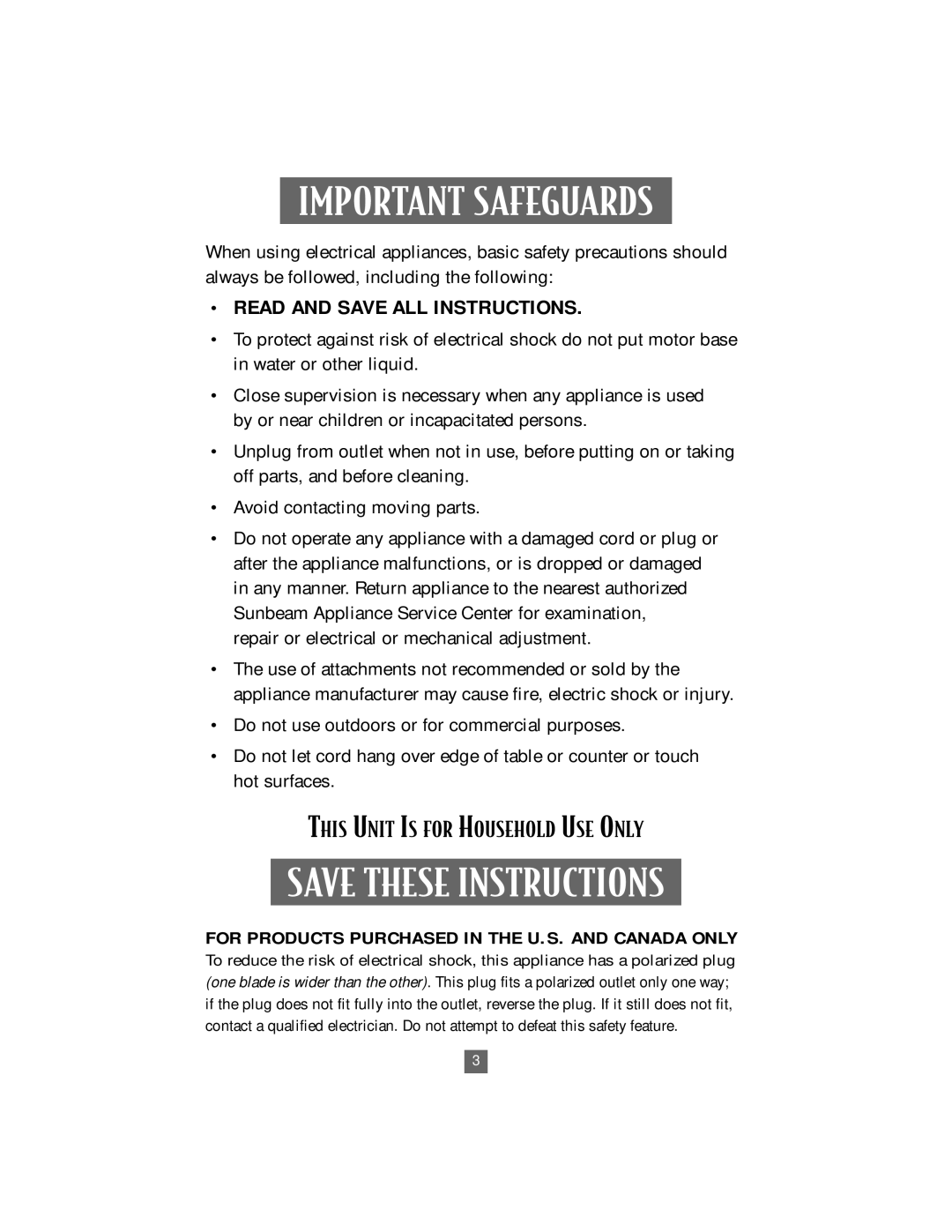 Oster 4746 instruction manual Important Safeguards 