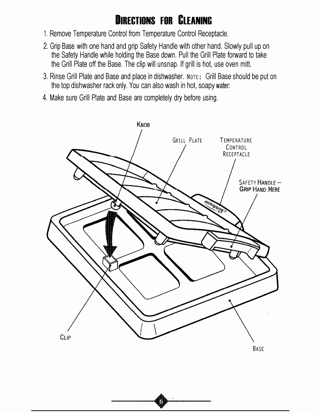 Oster 4766 manual Directions for Cleaning 