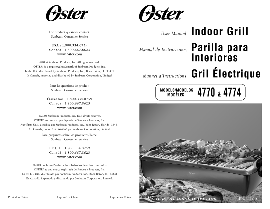 Oster 4774, 4770 user manual Interiores 