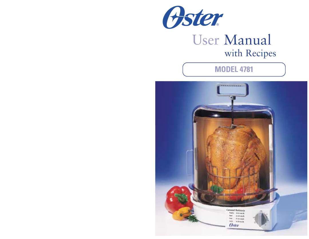 Oster 4781 user manual With Recipes 