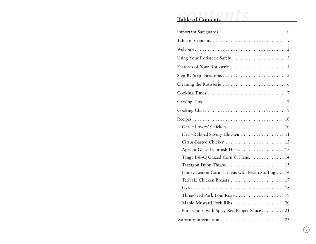 Oster 4781 user manual ContentsTable of Contents 