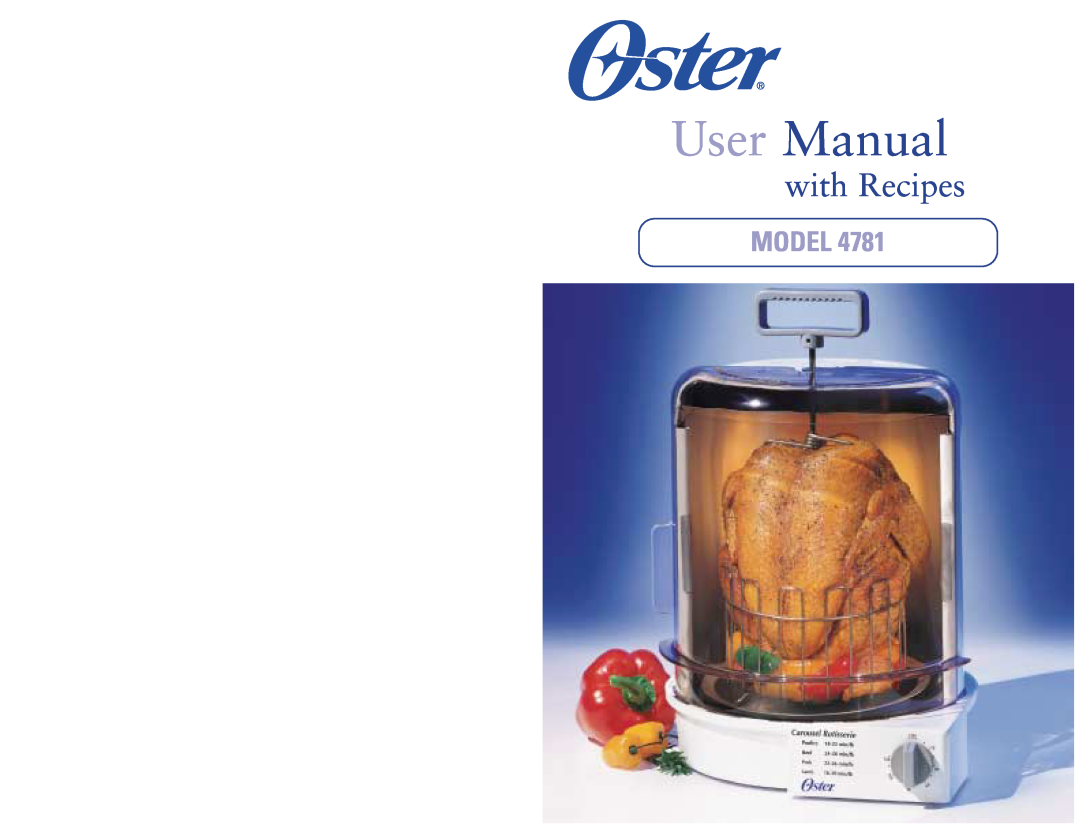 Oster 4781 user manual with Recipes, Model 