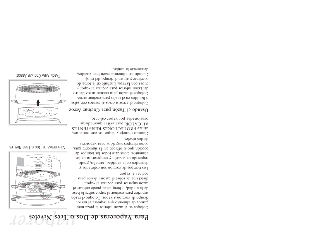 Oster 5712 manual For Double Tier or ThreesteamerTier Steamer, Using the Rice Bowl 