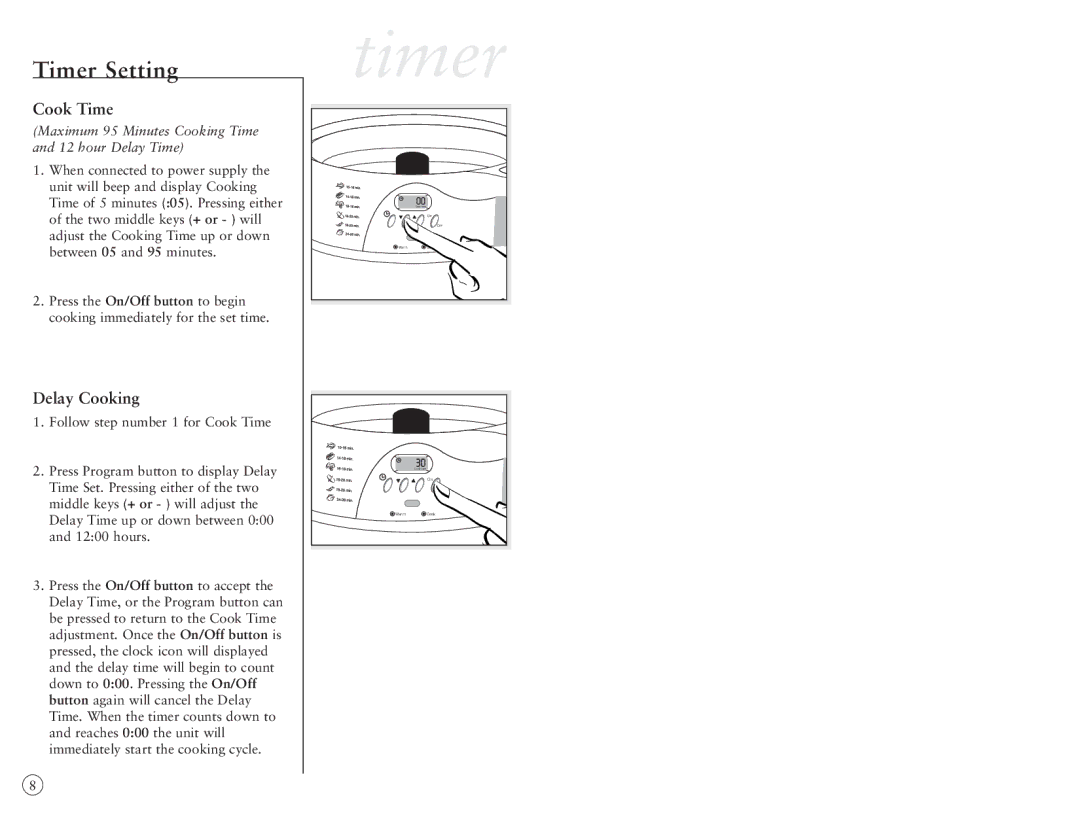 Oster 5712 manual Timer Setting 