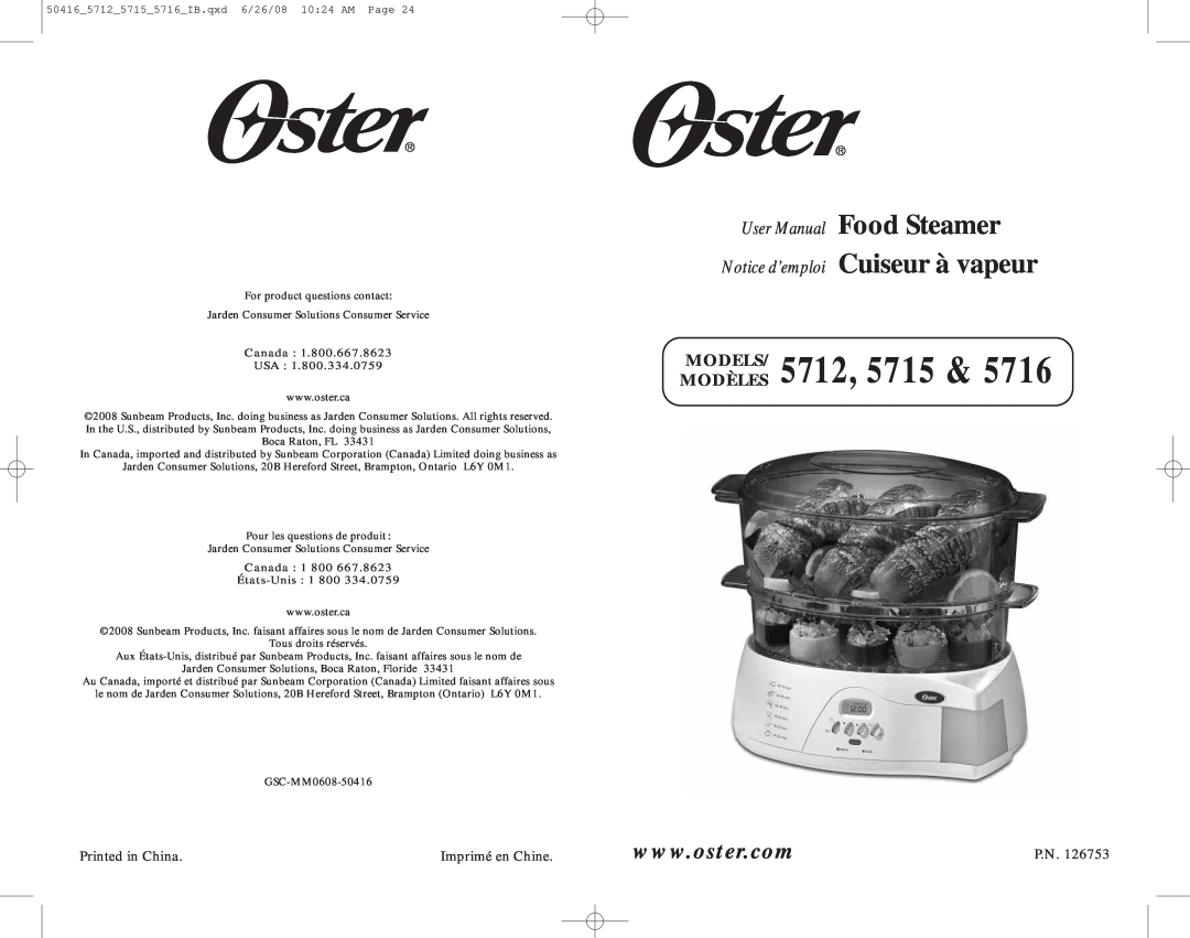 Oster 5712 user manual Modèlesmodels 