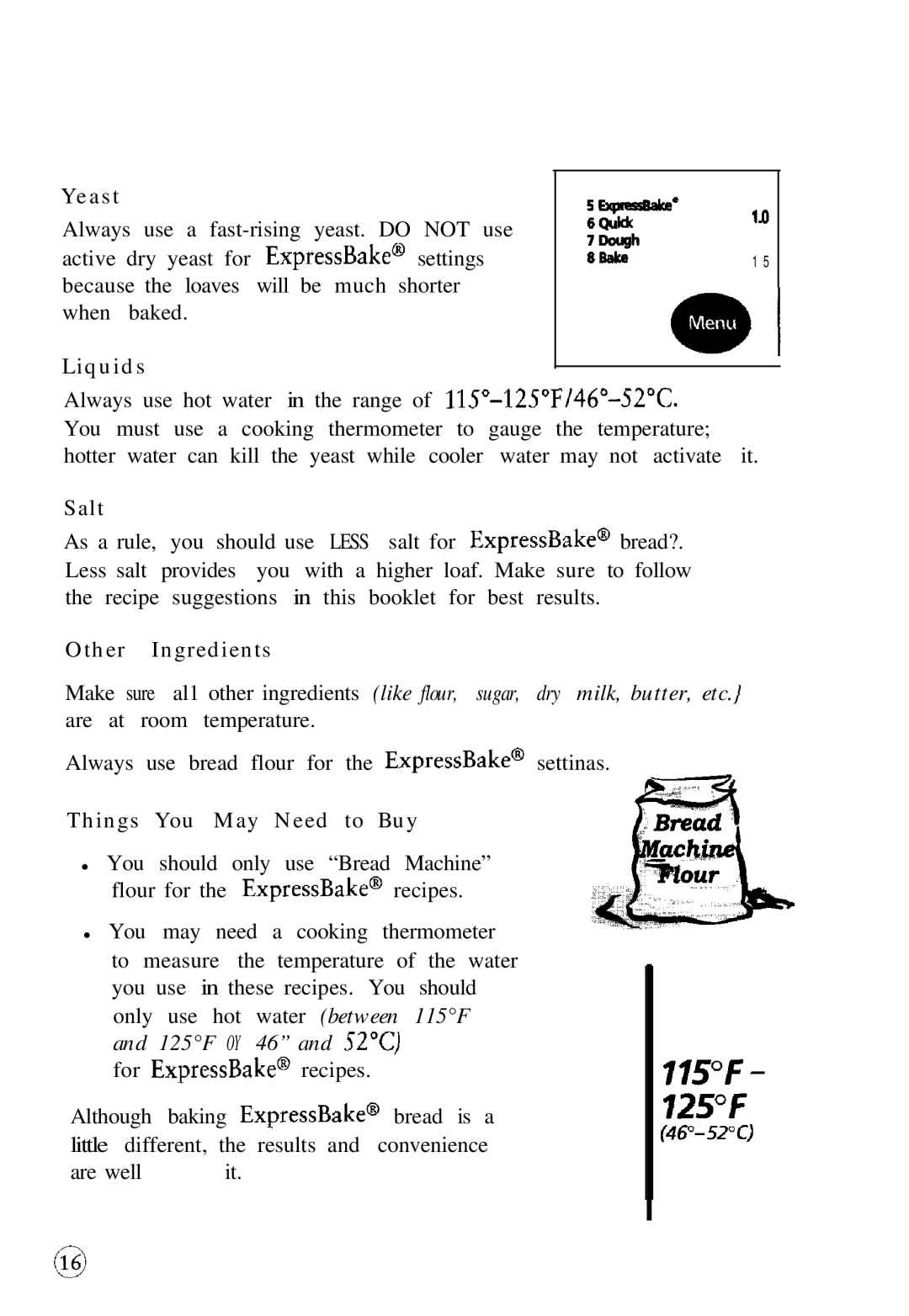 Oster 5858 manual Yeast 