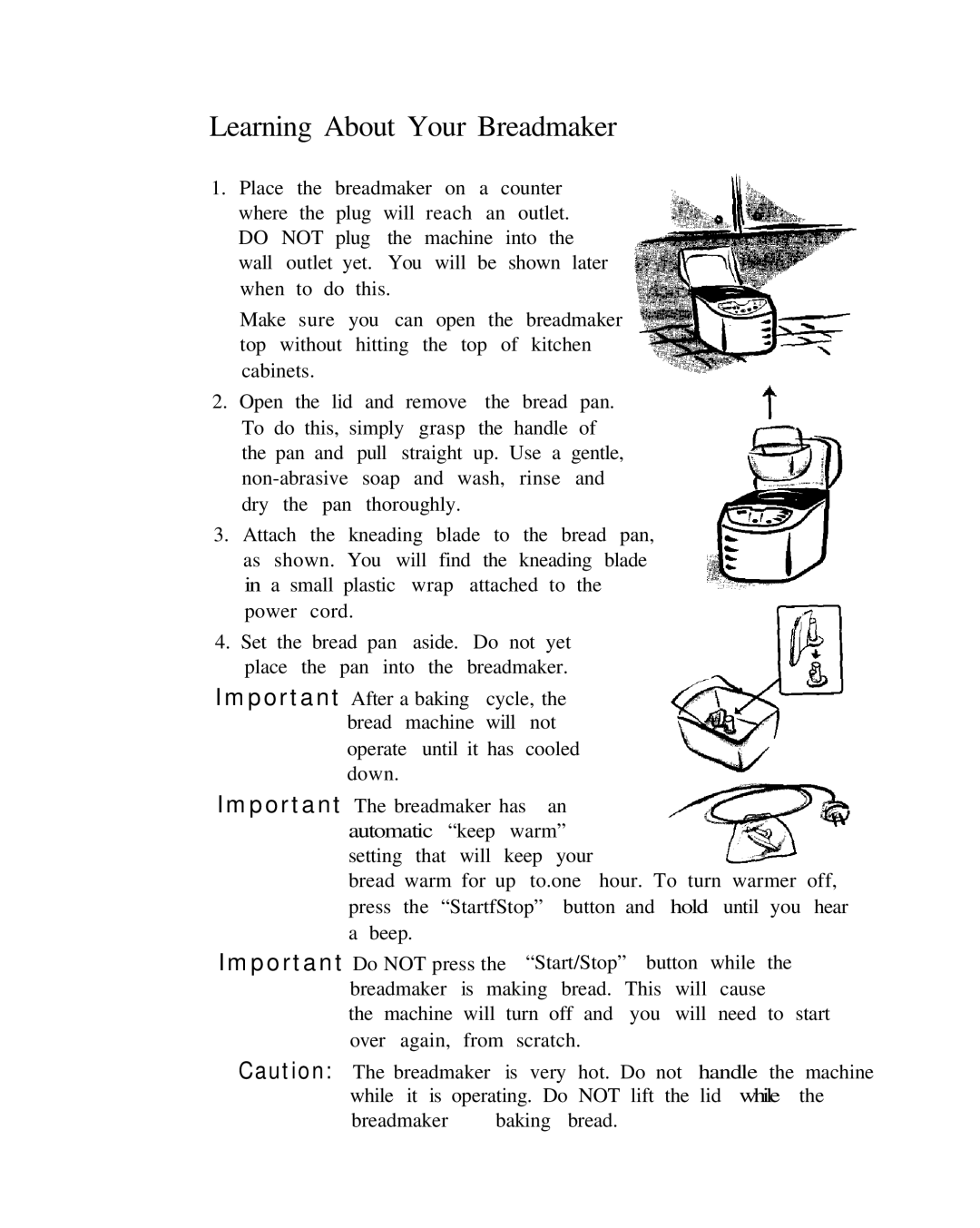 Oster 5858 manual Learning About Your Breadmaker 