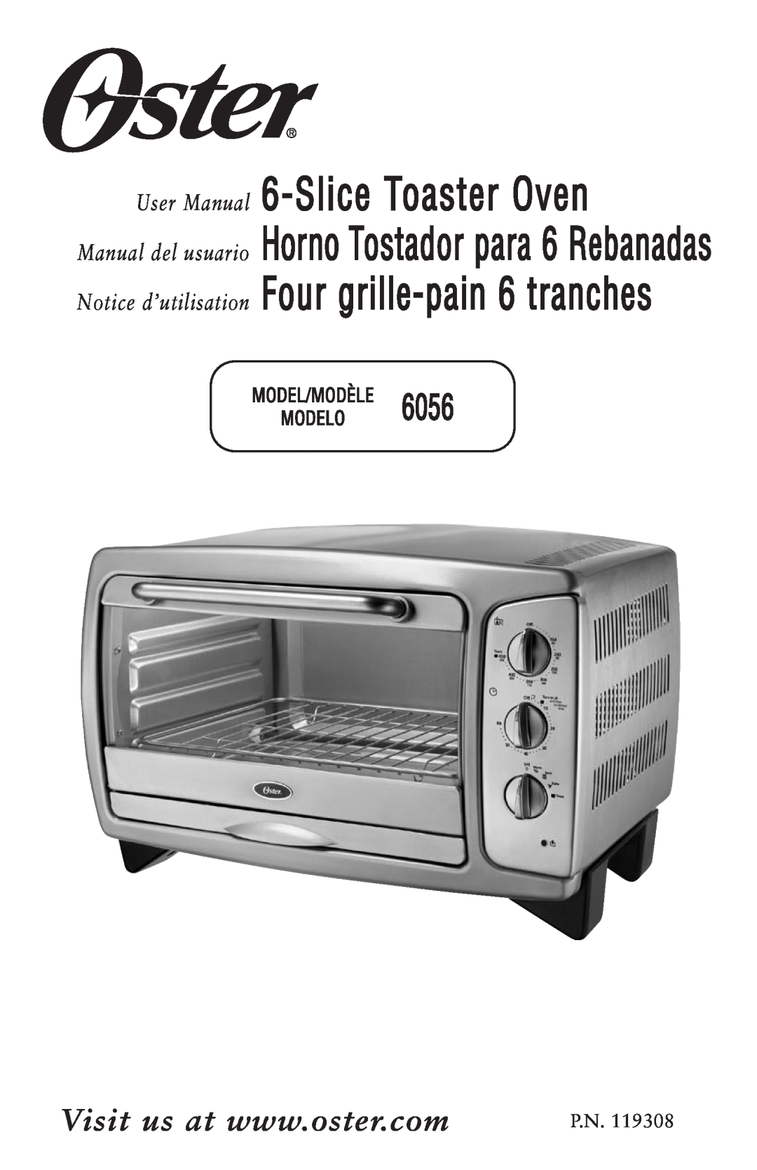 Oster 119308, 6056 user manual Model/Modèle Modelo, SliceToaster Oven, Notice d’utilisation 