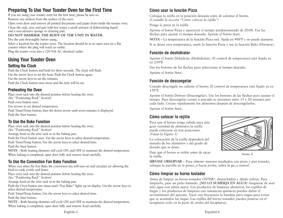 Oster 6058 user manual Preparing To Use Your Toaster Oven for the First Time, Using Your Toaster Oven 