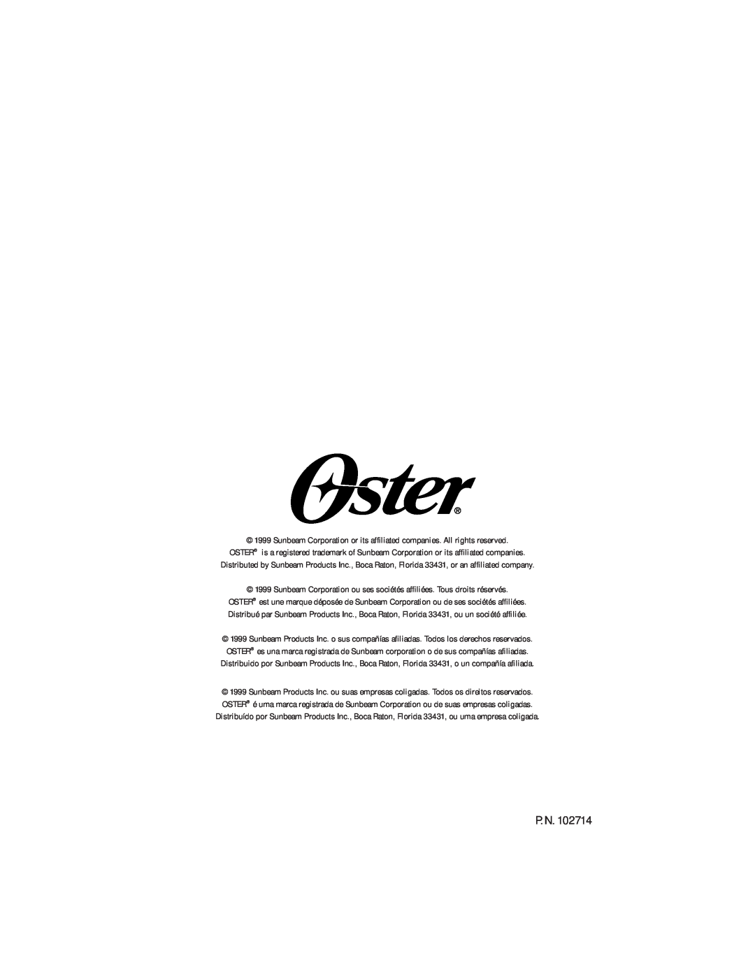 Oster 6210 manual P. N 