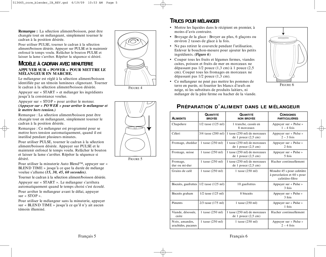 Oster 6800-6839 user manual Trucs Pour Mélanger, Modèle À Cadran Avec Minuterie 