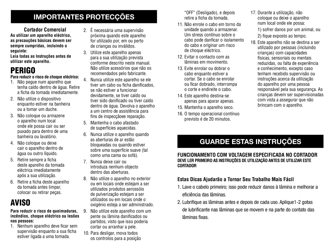 Oster 76988 instruction manual Cortador Comercial, Estas Dicas Ajudarão a Tornar Seu Trabalho Mais Fácil 