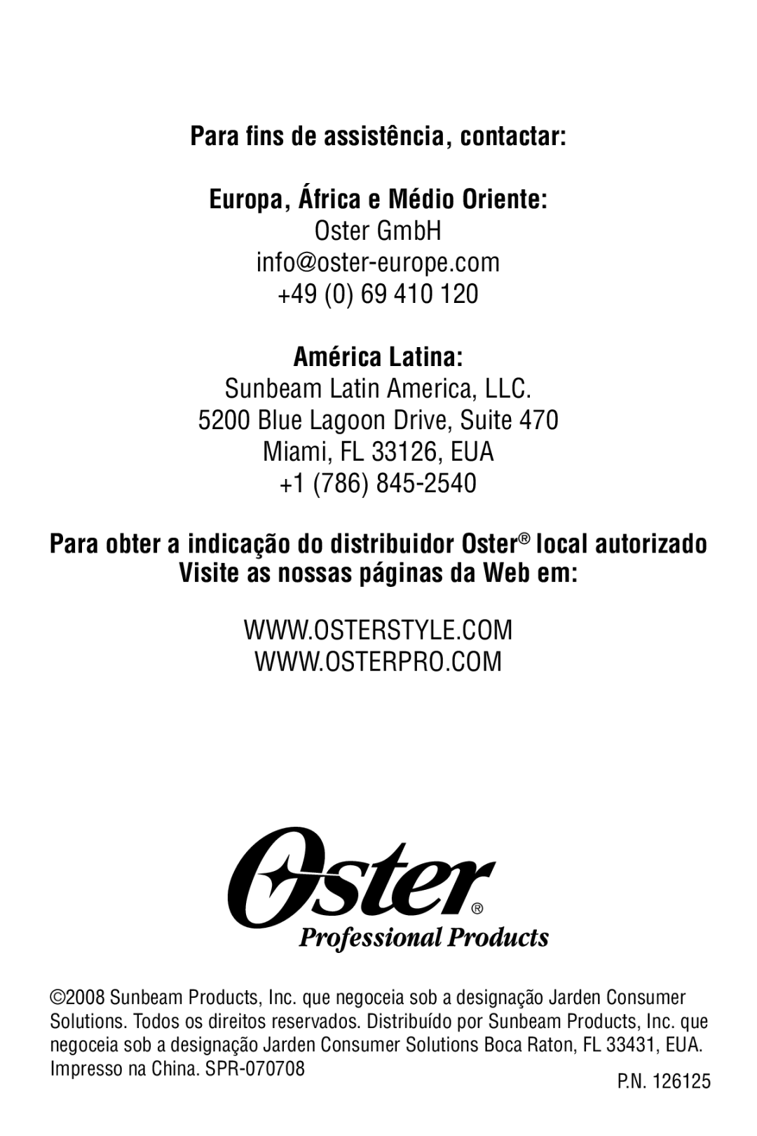 Oster 76988 instruction manual América Latina, Visite as nossas páginas da Web em 