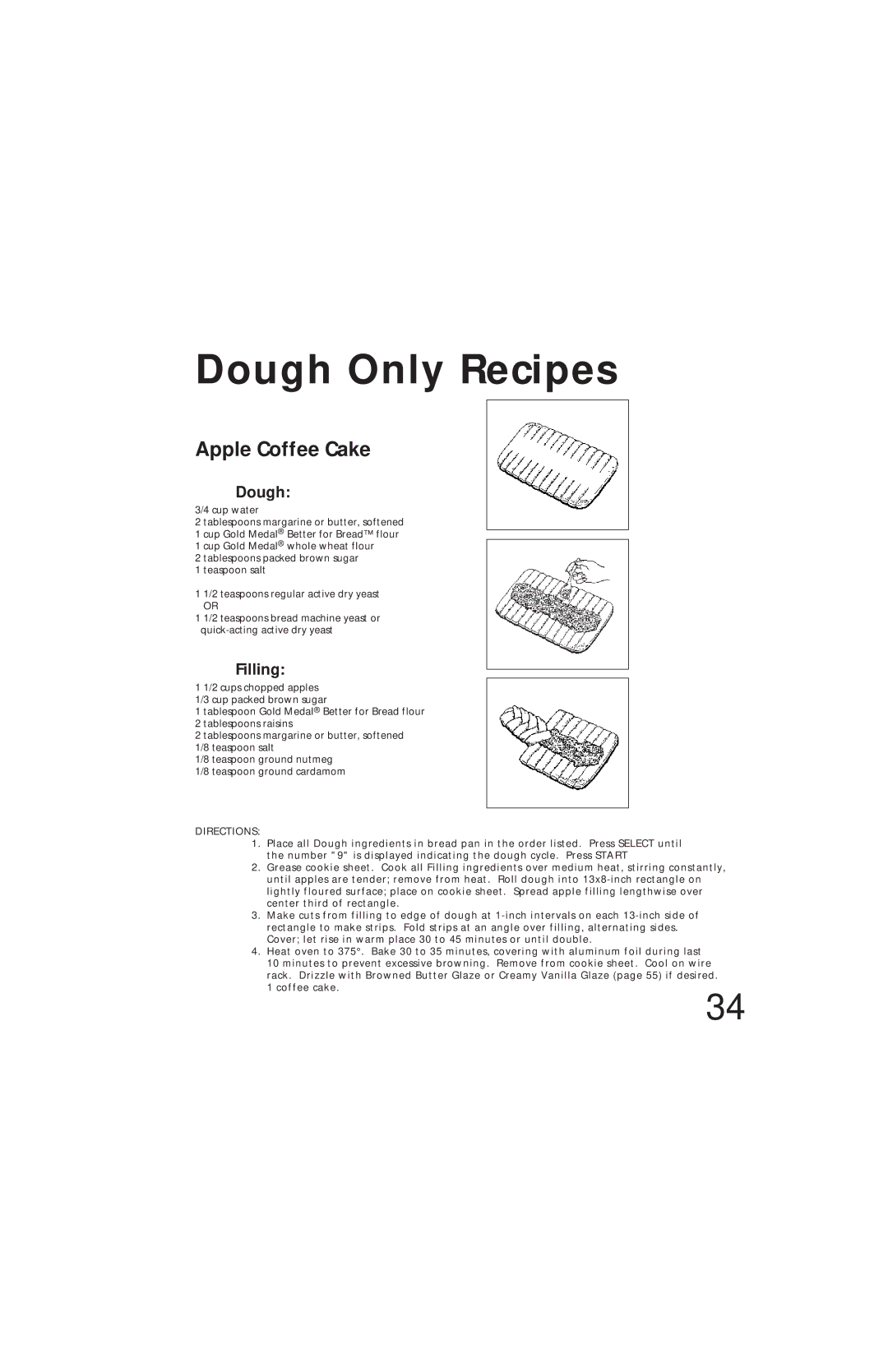 Oster Bread & Dough Maker manual Dough Only Recipes, Apple Coffee Cake, Filling 