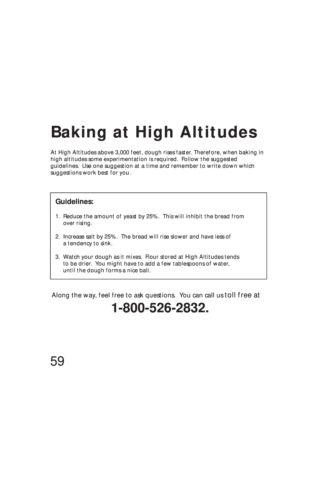 Oster Bread & Dough Maker manual Baking at High Altitudes, Guidelines 