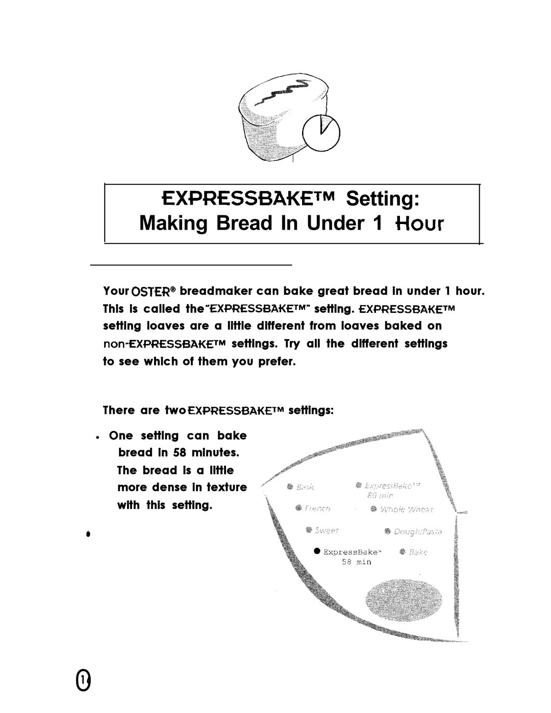 Oster Bread Maker user manual Setting Making Bread In Under 