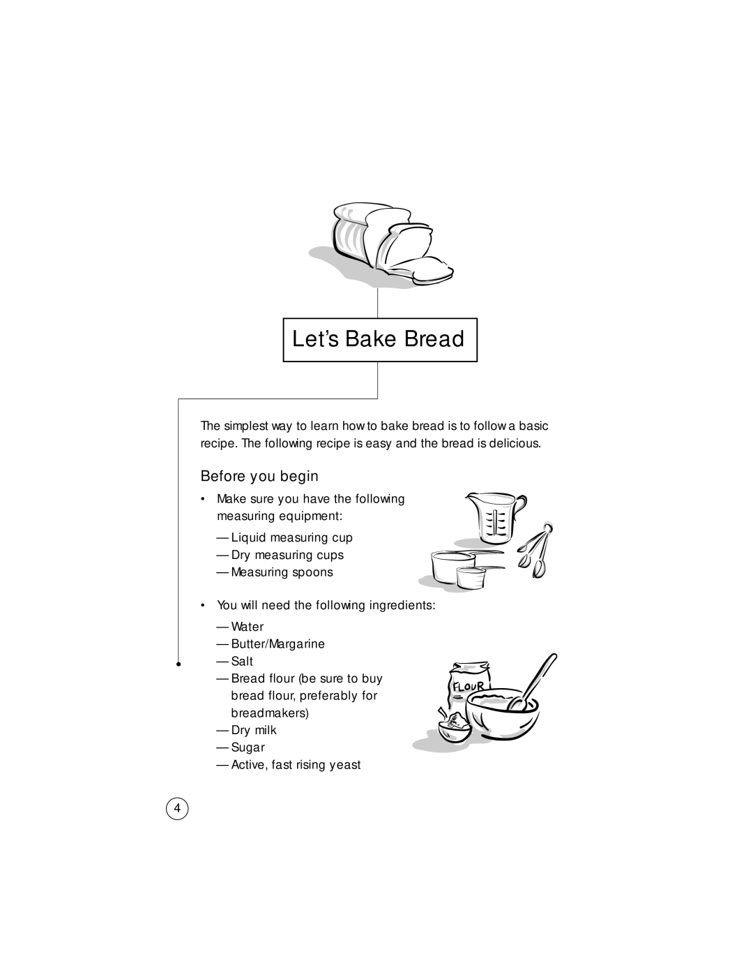 Oster Bread Maker user manual Let’s Bake Bread, Before you begin 