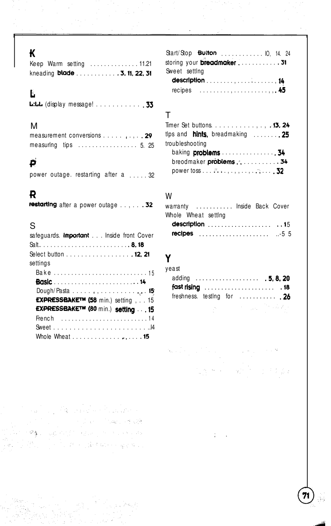 Oster Bread Maker user manual LLL display message 